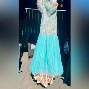 Sherri Hill Elegant Beaded Turquoise Gown